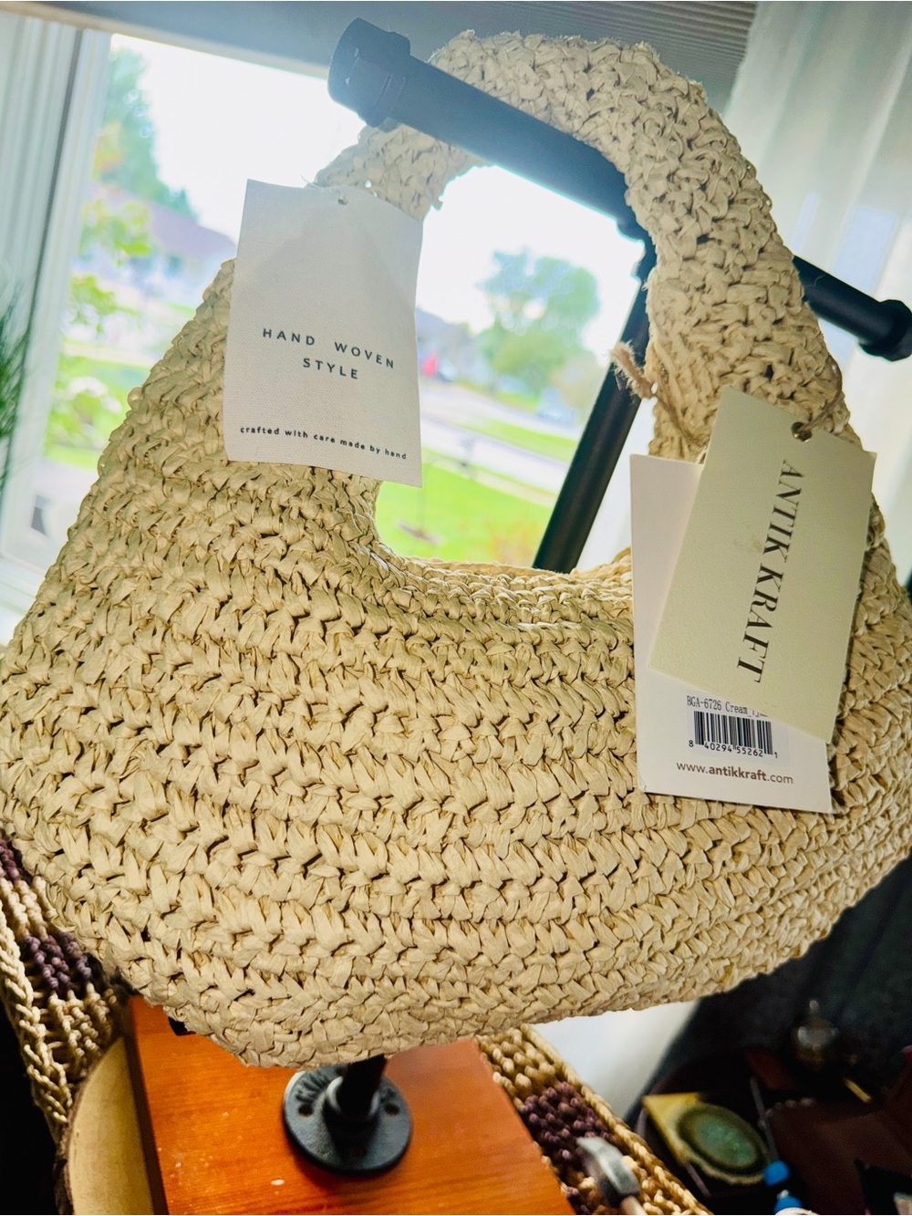 Antik Kraft Cream Handwoven Hobo Shoulder Bag